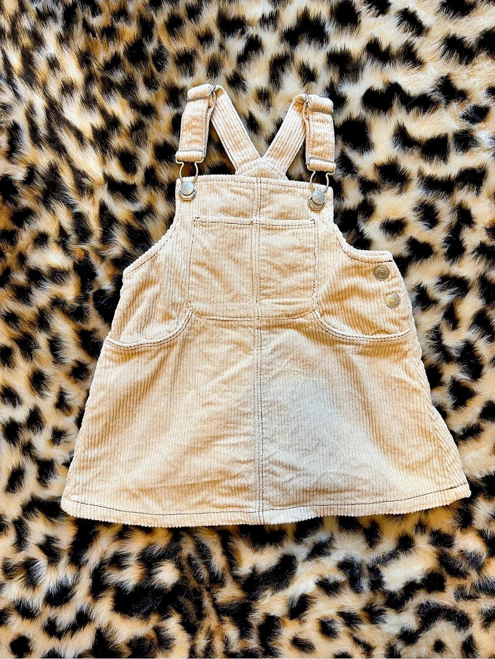 Zara Corduroy Pinafore Dress Girls Cream Size 1 1/2 Years